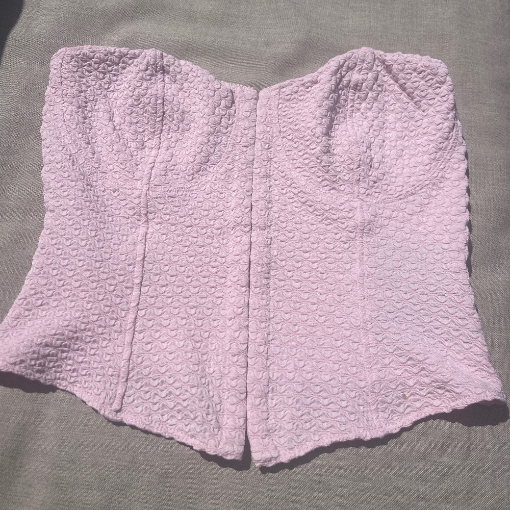 h&m light pink corset style tube top